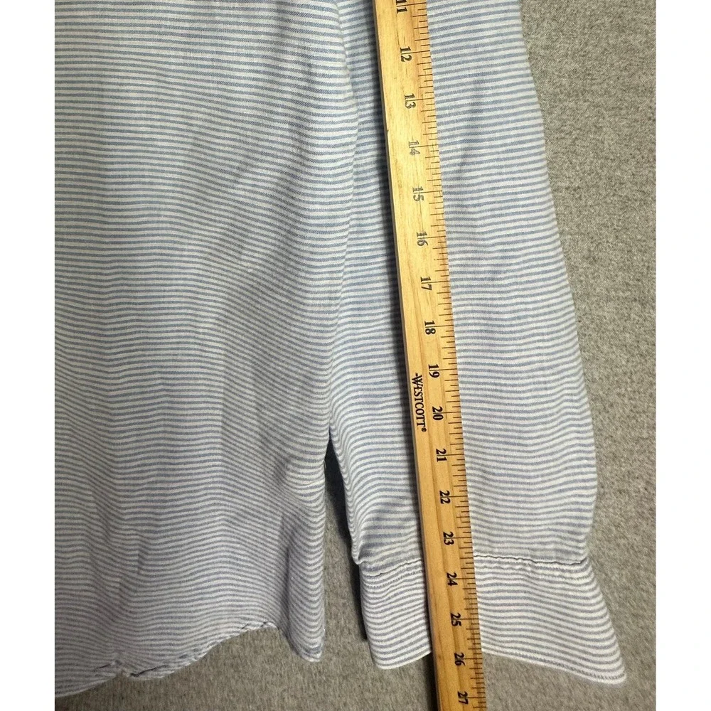 Banana Republic Linen Blend Shirt Mens Large Blue Striped Slim Fit Button Up
